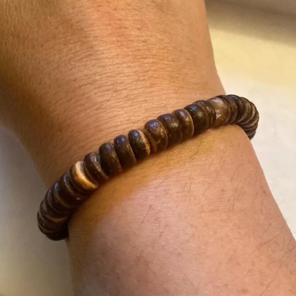 Vintage Coconut Brown Beaded Bracelet